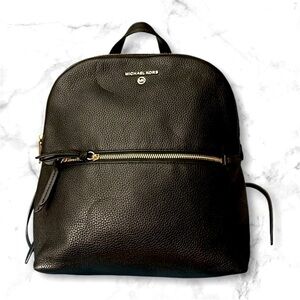 MICHAEL KORS NEW Rhea Zip Black NEW Medium CAVIAR Thick Leather $285 BACKPACK